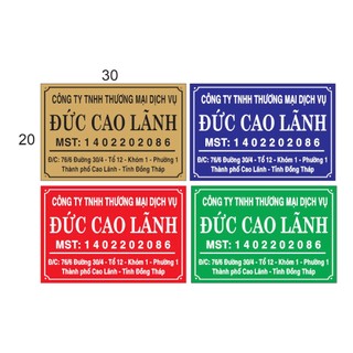 ( HỎA TỐC ) Bảng công ty, bảng hộ kinh doanh chất liệu mica kích thước 20*30cm