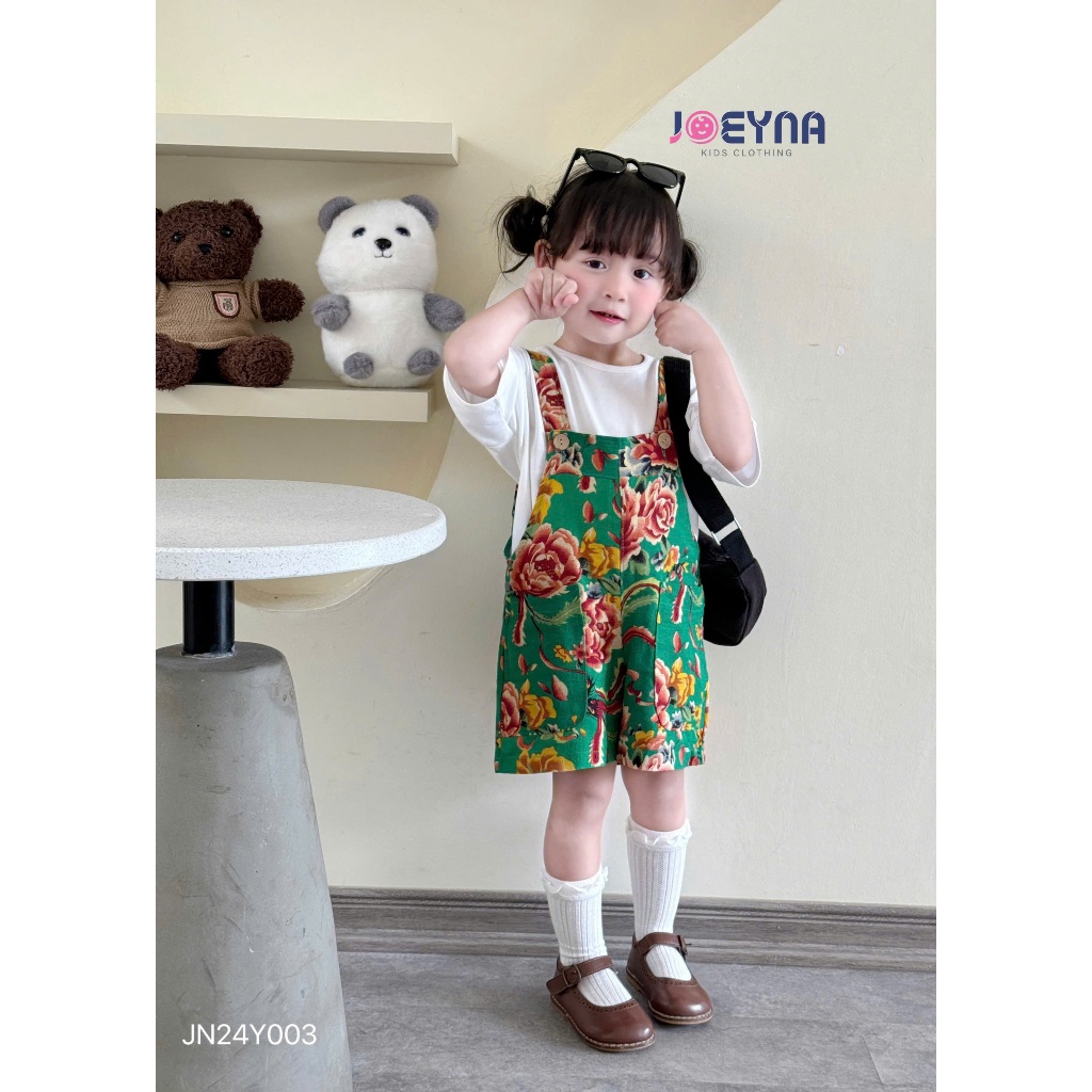 Quần yếm cộc Joeyna họa tiết chăn công cho bé 8-23kg