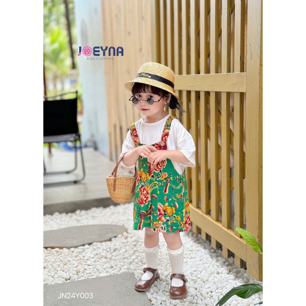 Quần yếm cộc Joeyna họa tiết chăn công cho bé 8-23kg