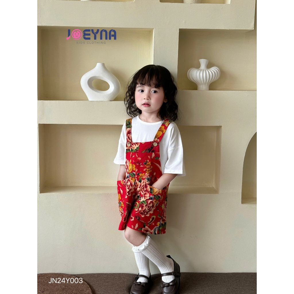 Quần yếm cộc Joeyna họa tiết chăn công cho bé 8-23kg
