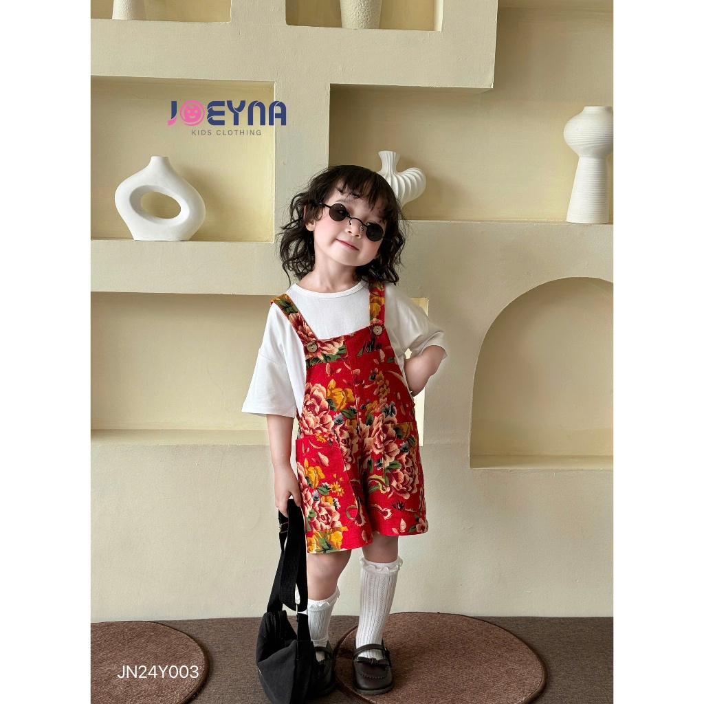 Quần yếm cộc Joeyna họa tiết chăn công cho bé 8-23kg
