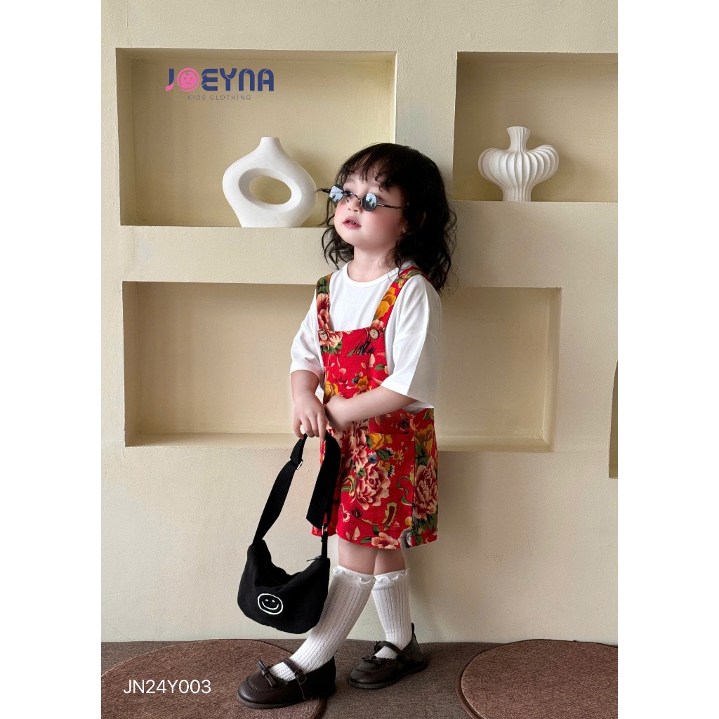 Quần yếm cộc Joeyna họa tiết chăn công cho bé 8-23kg