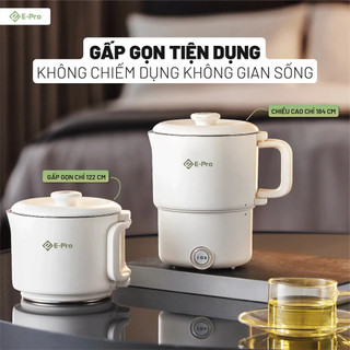 Ấm điện đun nước E-PRO VEP-EKT-SS2 (ZDP), gấp gọn tiện lợi, 0.8L  |Bảo hành 12 tháng