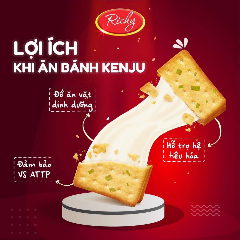 [TẶNG QUẠT ĐƠN 180K]  Bánh quy Richy KenJu giòn kem dẻo hương vị Nhật