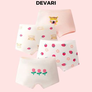 COMBO 4 quần lót đùi bé gái chất cotton thoáng khí mát mẻ lành tính an toàn cho bé L8026 DEVARI