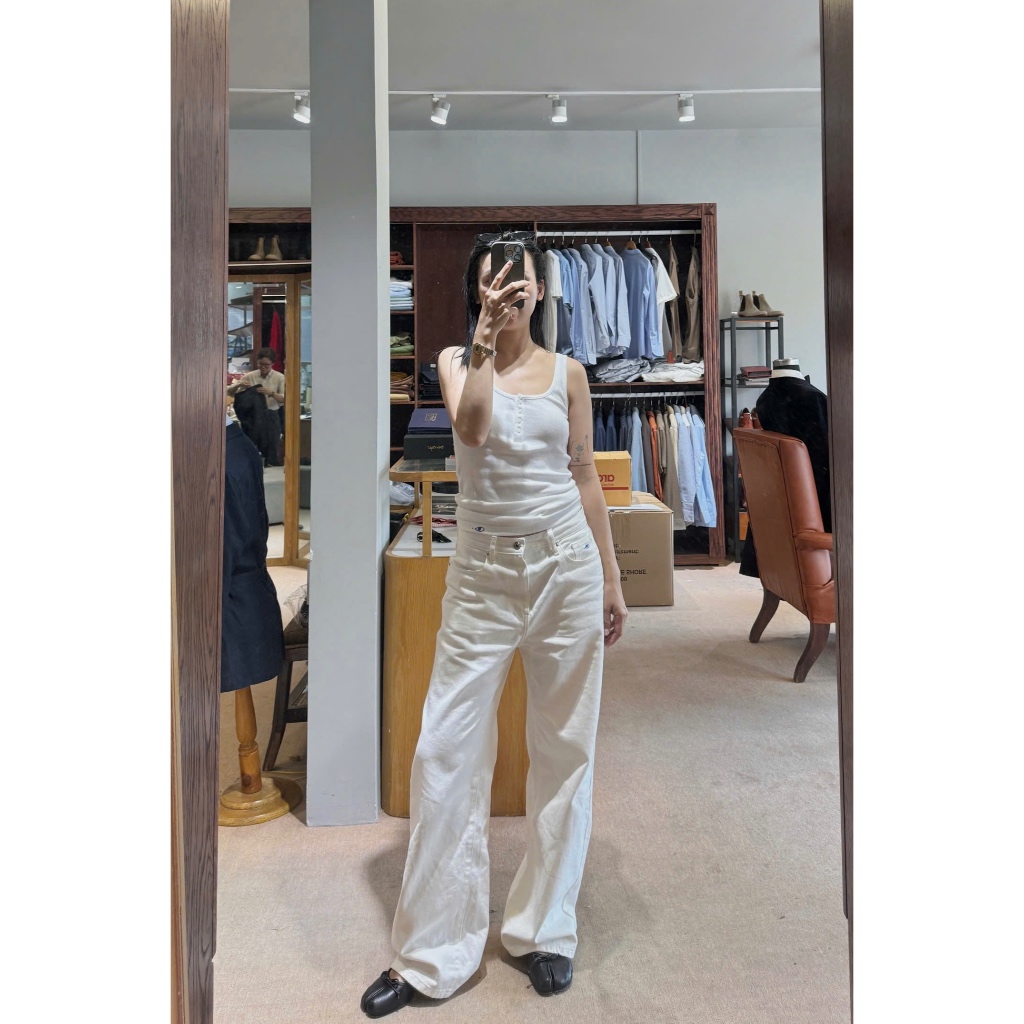 Ảnh TheBlueTshirt - Quần jeans phom suông cạp cao ống quần đứng cho nữ - Straight A Jeans - Women 2