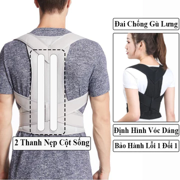 Đai Lưng Chống Gù Hỗ Trợ Cải Thiện Vóc Dáng Andego Có Nẹp Cột Sống. Đai Chống Gù Lưng Nam Nữ Bảo Hành 1 Năm