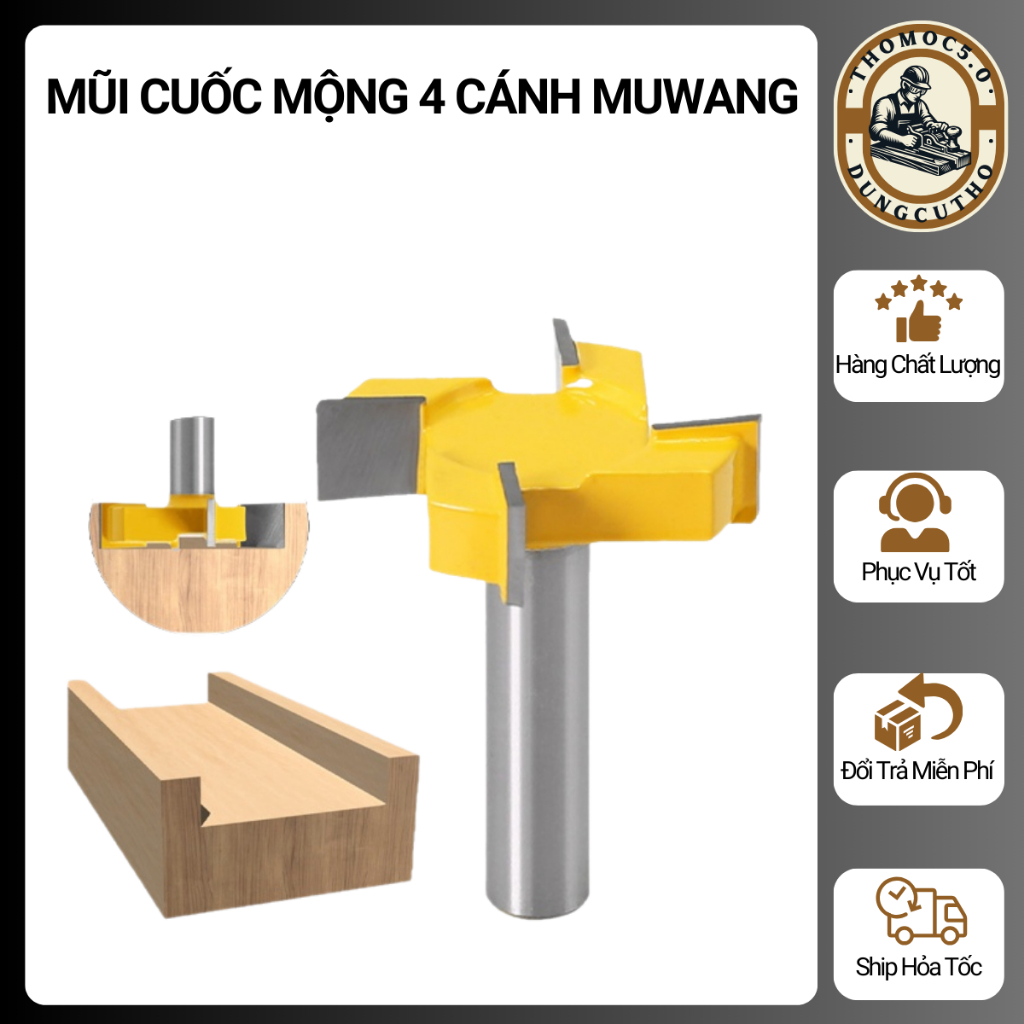 [FreeShip] Mũi Soi Gỗ, Mũi Soi Cuốc Rãnh, Cuốc Mộng, Mũi 4 Cánh Muwang Đài Loan [Thomoc5.0]