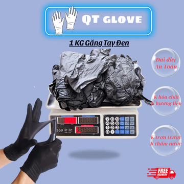 1KG Găng tay cao su y tế, bao tay y tế Latex đen, có nhám đầu ngón tay không trơn trượt, dùng trong Spa thẩm mỹ