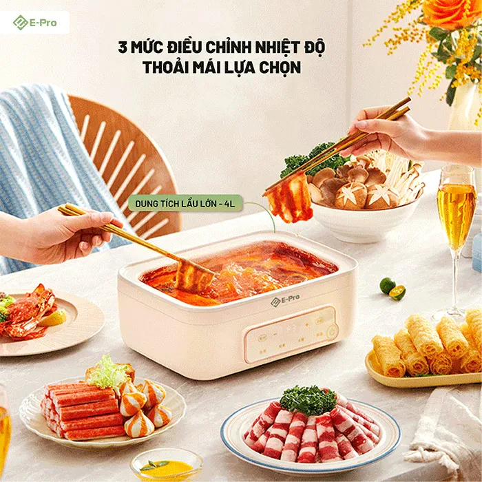 Nồi hấp điện đa năng E-Pro VEP-HPS-DZ08(PP3) 18L - Công suất 1200W - Bảo hành chính hãng 12 tháng