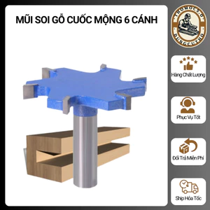 MŨI SOI GỖ - MŨI PHAY GỖ CUỐC MỘNG RÃNH 6 CÁNH CAO CẤP [ Govis ] [Thomoc5.0]