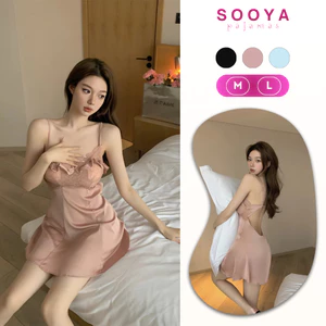 Váy Ngủ Lụa Phối Ren Cao Cấp Sooya – Đồ Ngủ Sexy, Gợi Cảm, Có Đệm Ngực Full Size, Quyến Rũ N036