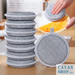 Miếng Mút Rửa Kim Loại, Miếng Rửa Chén 3 Lớp Siêu Tạo Bọt Có Dây Treo, Miếng Cọ Xoong Nồi, Chén Dĩa