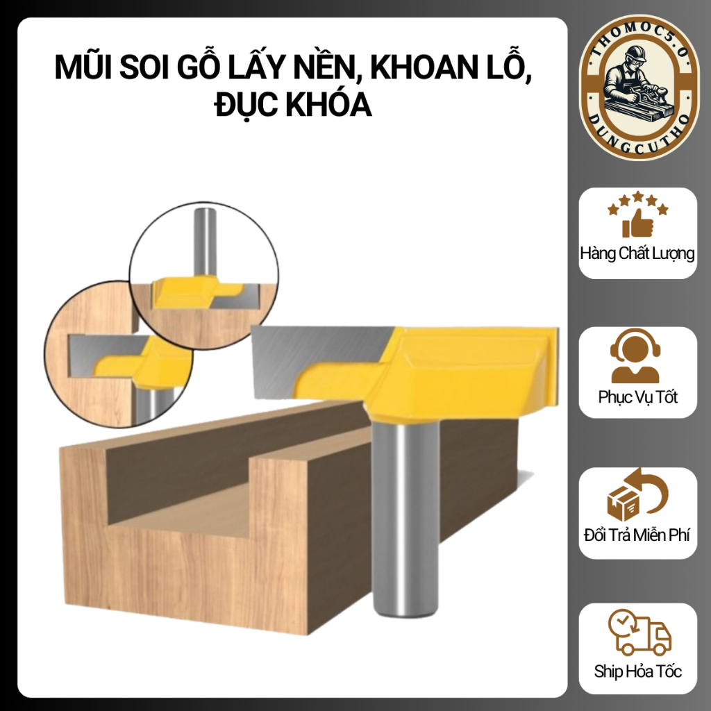 MŨI SOI GỖ LẤY NỀN, KHOAN LỖ, ĐỤC KHÓA, KHOÉT HÈM CỬA D57MM MUWANG [Thomoc5.0]