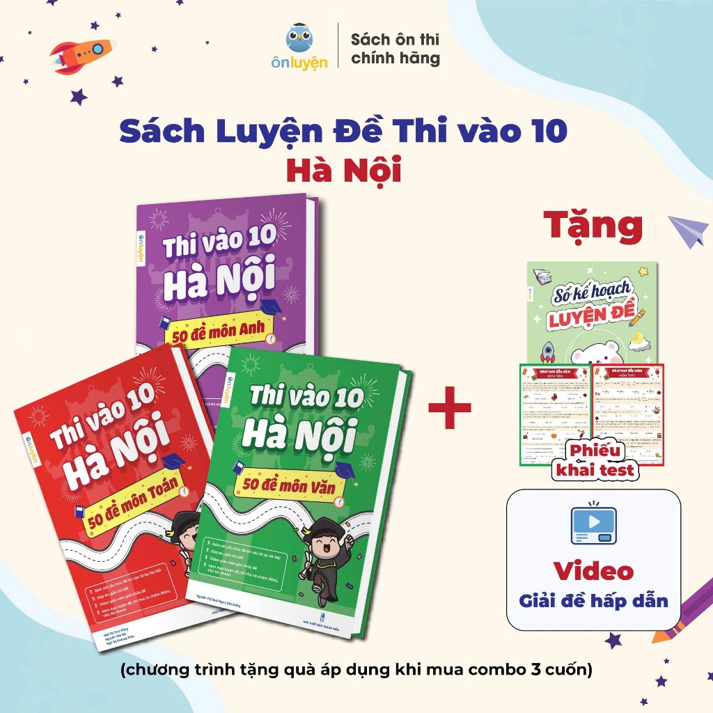 Ảnh Sách Luyện Đề Thi vào 10 Hà Nội- 50 đề môn Toán, Văn, Anh bám sát đề minh hoạ, đáp án,video giải chi tiết 1