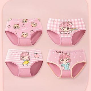 COMBO 4 Quần lót bé gái tam giác đáy lót 2 lớp thông hơi kháng khuẩn họa tiết cute L7002 DEVARI