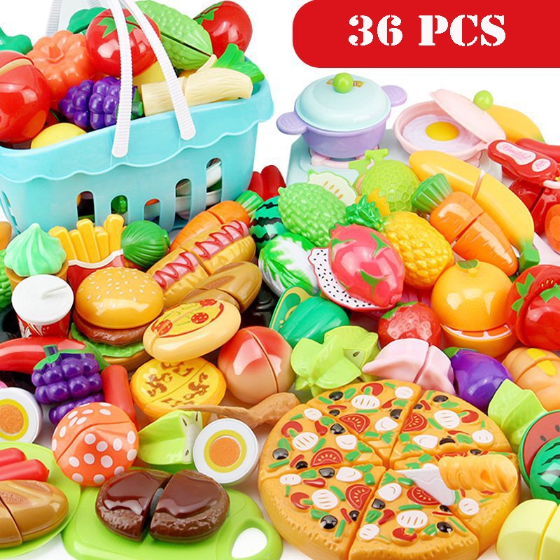 Đồ chơi cắt rau củ quả trái cây bằng nhựa giúp bé vận động linh hoạt, nhận biết rau củ quả kèm dao và thớt