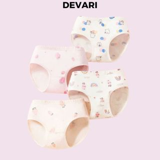 COMBO 4 Quần lót bé gái họa tiết hoạt hình xinh xắn đáng yêu chất cotton thoáng khí mát L7000 DEVARI