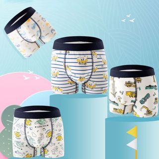 SET 4 Quần lót đùi bé trai cotton cao cấp thấm hút co giãn tốt họa tiết hoạt hình cute L1035 DEVARI