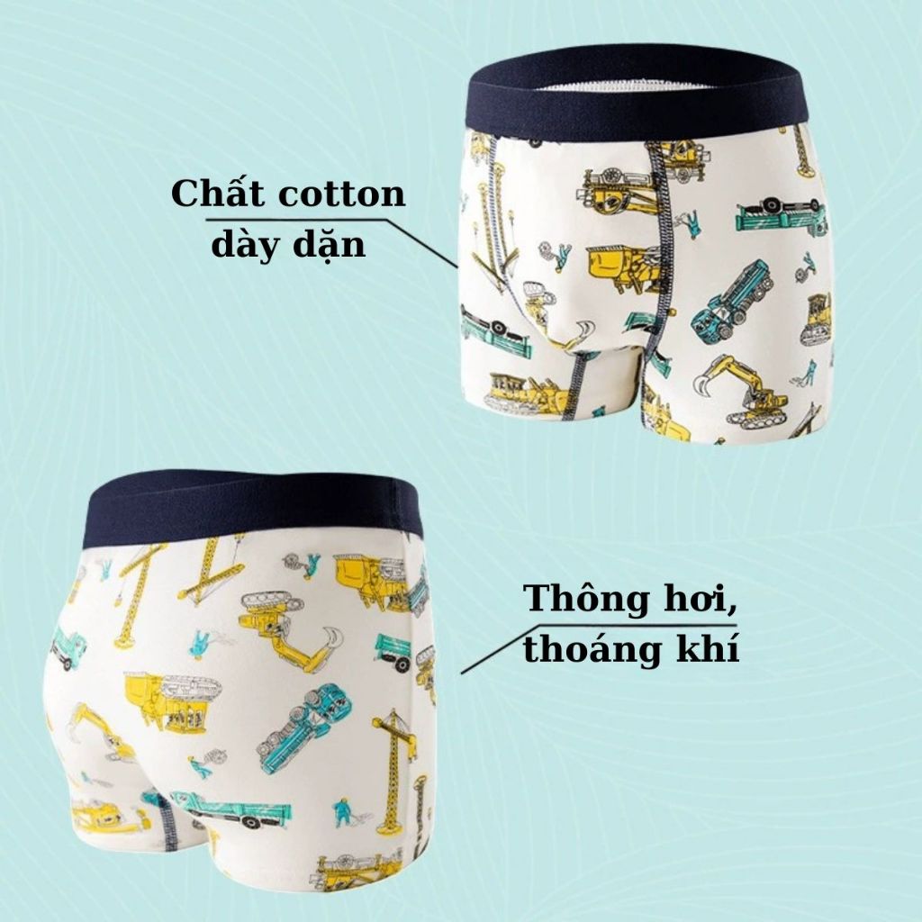 COMBO 4 Quần sịp đùi bé trai kiểu dáng ngộ nghĩnh đáng yêu cotton thấm hút thoáng khí LANIXA L1035
