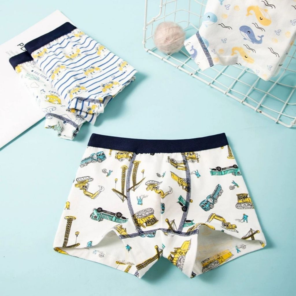 COMBO 4 Quần sịp đùi bé trai kiểu dáng ngộ nghĩnh đáng yêu cotton thấm hút thoáng khí LANIXA L1035