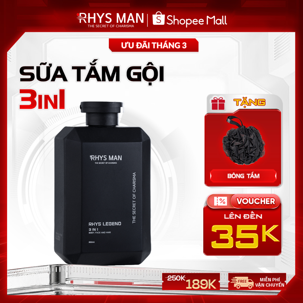 Sữa tắm gội nam 3in1 RHYS MAN hương nước hoa Rhys Legend 350ml | Shopee ...
