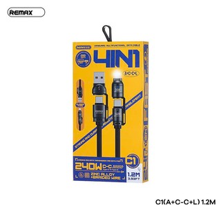 Cáp sạc đa năng 4in1 Remax C1 Công suất 240W dài 1.2M (Đen) – Sạc Nhanh, Tiện Lợi, Bền Bỉ - Hãng phân phối