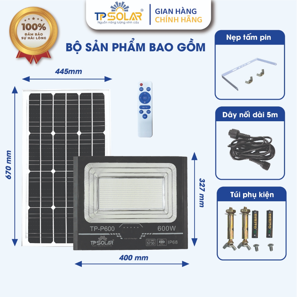 Ảnh Đèn Pha Năng Lượng Mặt Trời TP SOLAR Siêu Sáng Thế Hệ Mới 200W,300W,600W Vỏ Nhôm Đúc, Chống Nước IP68 Bảo Hành 3 Năm 2