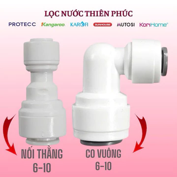 Nối Đầu Ống 6mm Ra Ống 10 (1/4") Nối Nhanh - Cút Nối Thẳng Dây 6mm Ra 10 - Co Cút Lọc Nước - Linh Kiện Lọc Nước
