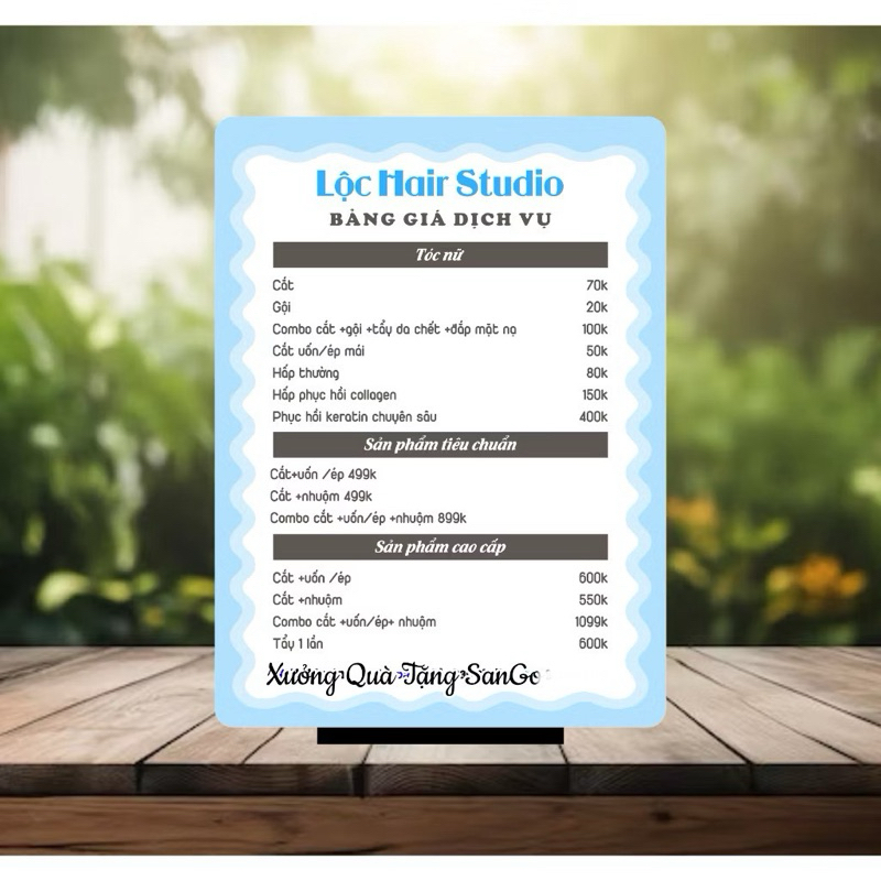 Menu Mica tiệm nail, Spa, Salon… in theo yêu cầu- Xưởng quà tặng Sango
