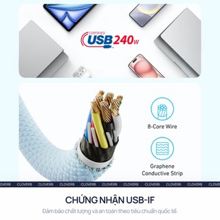 Cáp Sạc Nhanh 240W Anker Zolo A8060 Bọc Dù USB-C cho iPhone iPad Macbook