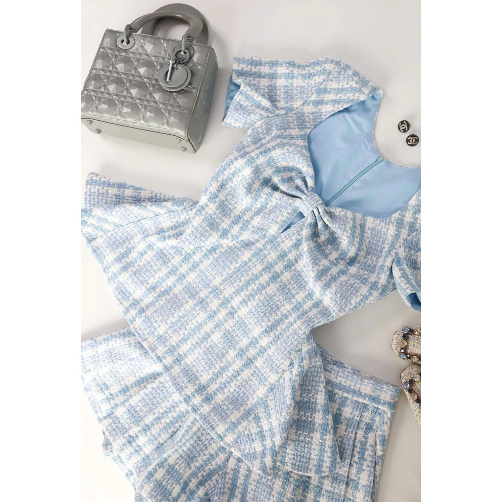 Orli Label | Blue Belle Shirt | Áo xoắn ngực kiểu nơ