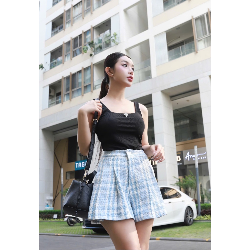 Orli Label | Blue Belle Shorts | Quần tweed sọc xanh