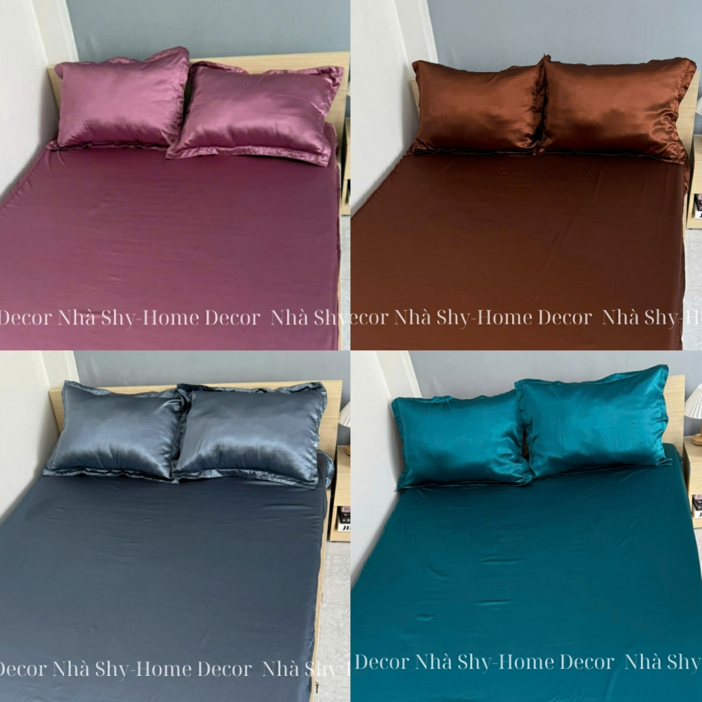 Bộ 3 Món Grap Nệm Và 2 Vỏ Gối Nằm Phi Lụa Cao Cấp - Nhiều Màu Và Đủ Size Theo Yêu Cầu - Nhà Shy Home Decor