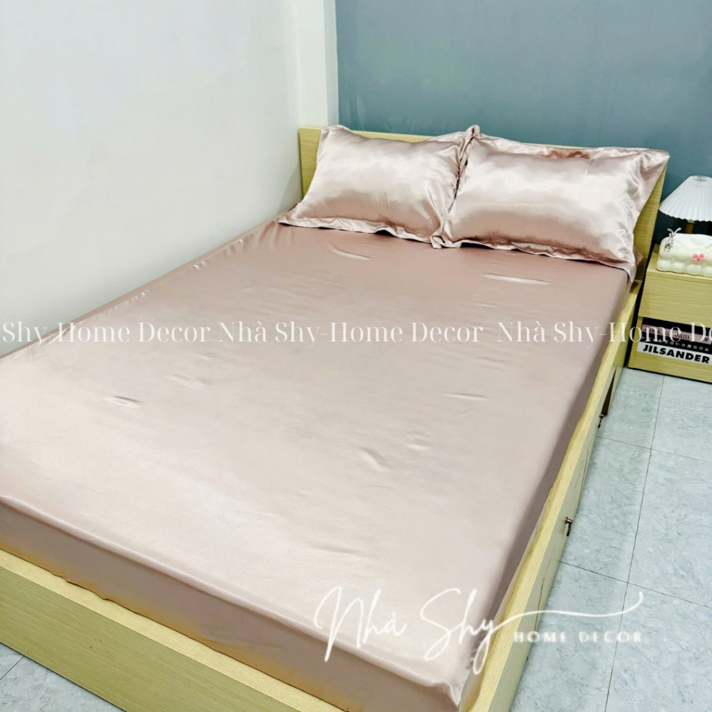 Bộ 3 Món Grap Nệm Và 2 Vỏ Gối Nằm Phi Lụa Cao Cấp - Nhiều Màu Và Đủ Size Theo Yêu Cầu - Nhà Shy Home Decor