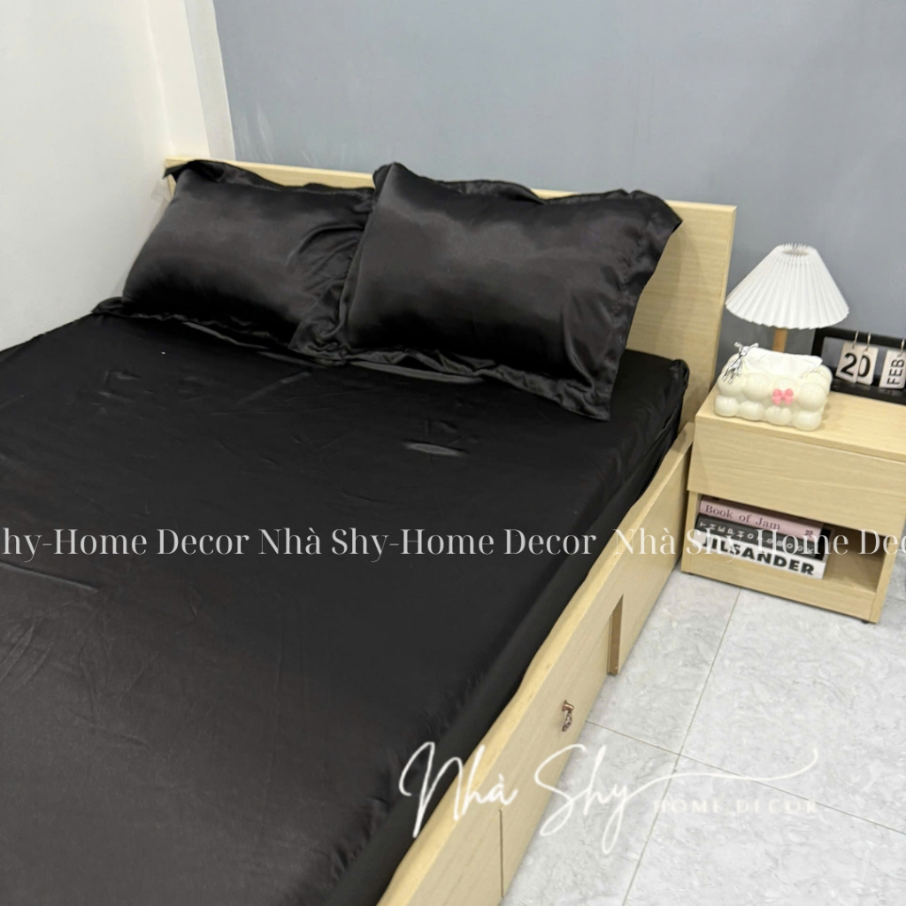 Bộ Gra Phi Lụa 3 Món Gra + 2 Vỏ Gối Nằm Phi Lụa Cao Cấp - Nhiều Màu - Nhà Shy Home Decor