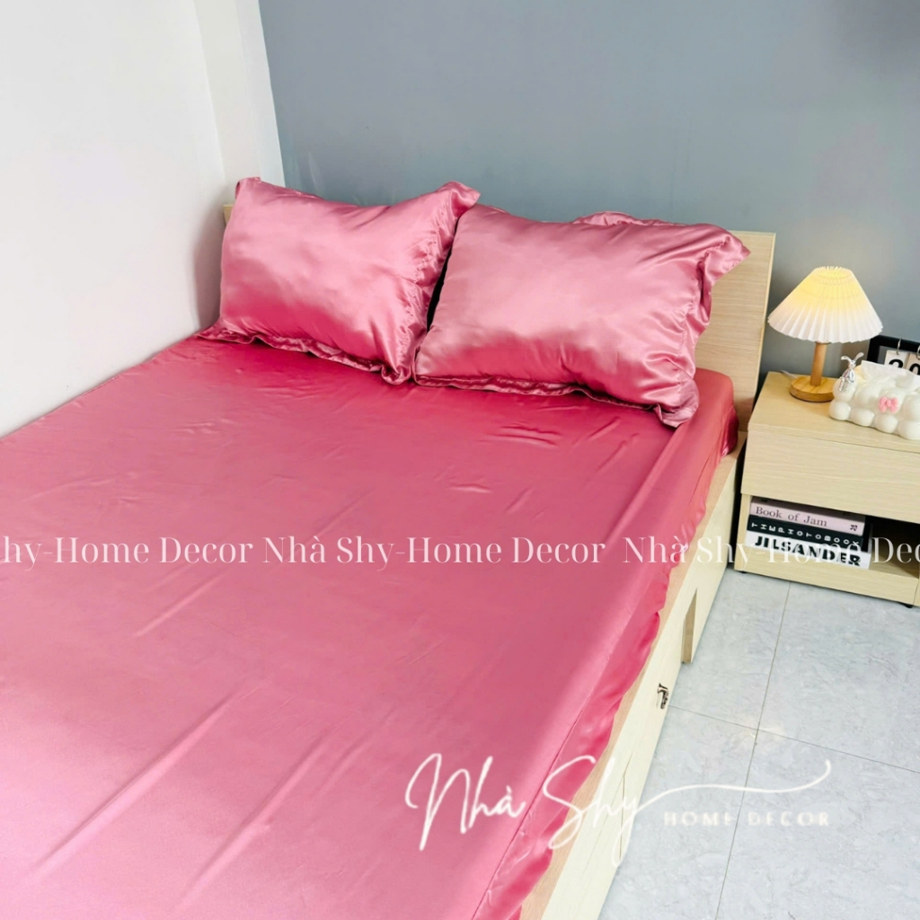 Bộ Gra Phi Lụa 3 Món Gra + 2 Vỏ Gối Nằm Phi Lụa Cao Cấp - Nhiều Màu - Nhà Shy Home Decor
