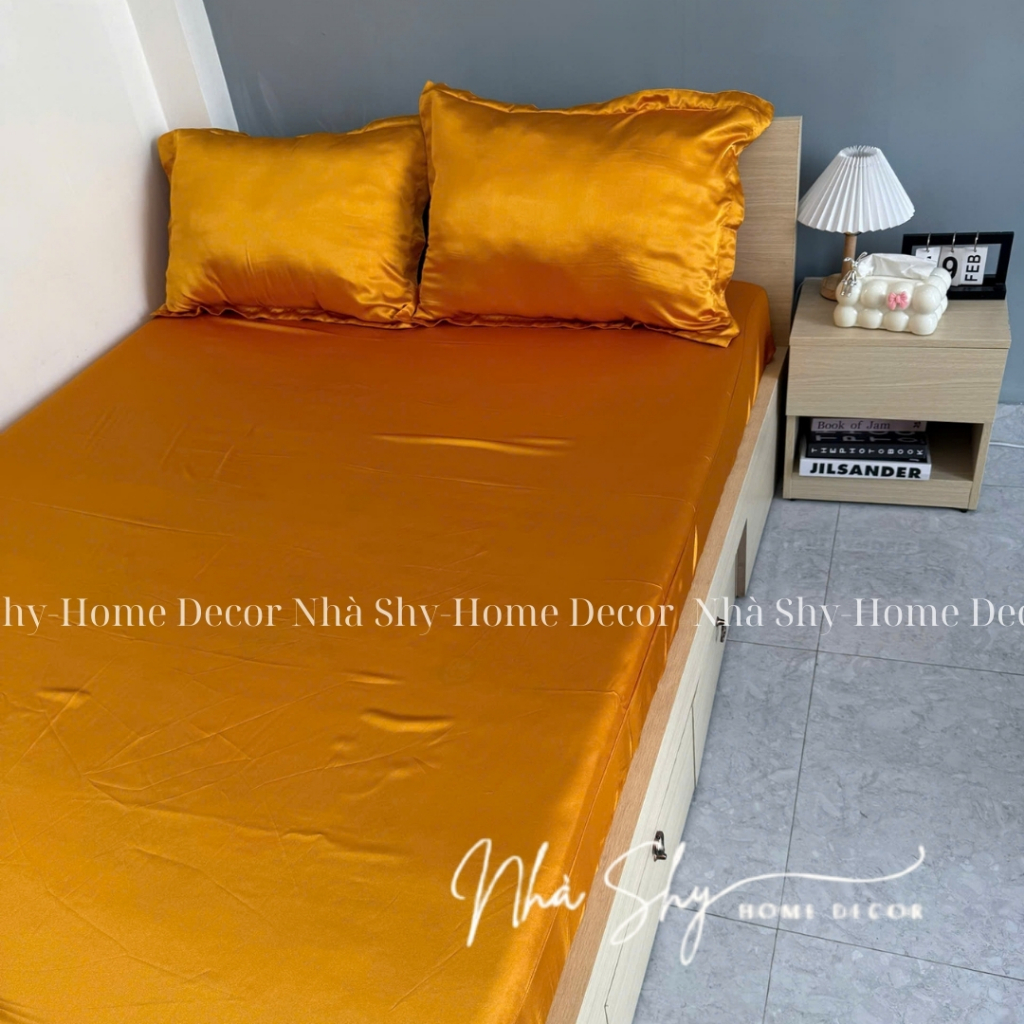 Bộ Gra Phi Lụa 3 Món Gra + 2 Vỏ Gối Nằm Phi Lụa Cao Cấp - Nhiều Màu - Nhà Shy Home Decor