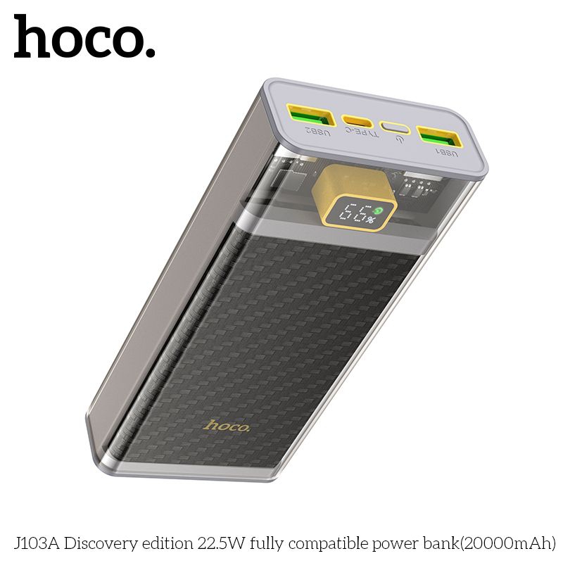 Sạc dự phòng Hoco J103A 20000mah  với tốc độ sạc nhanh 22,5w có nhiều cổng sạc.