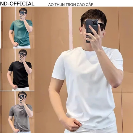 Áo Thun Trơn Cotton lạnh Cổ tròn Bassic-Slim fit ,chất vải co dãn 4c ,mịn không xù lông