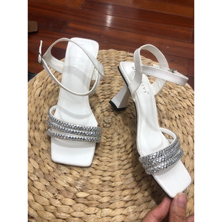 Sandal cao gót 7 phân 3 dây đá xinh