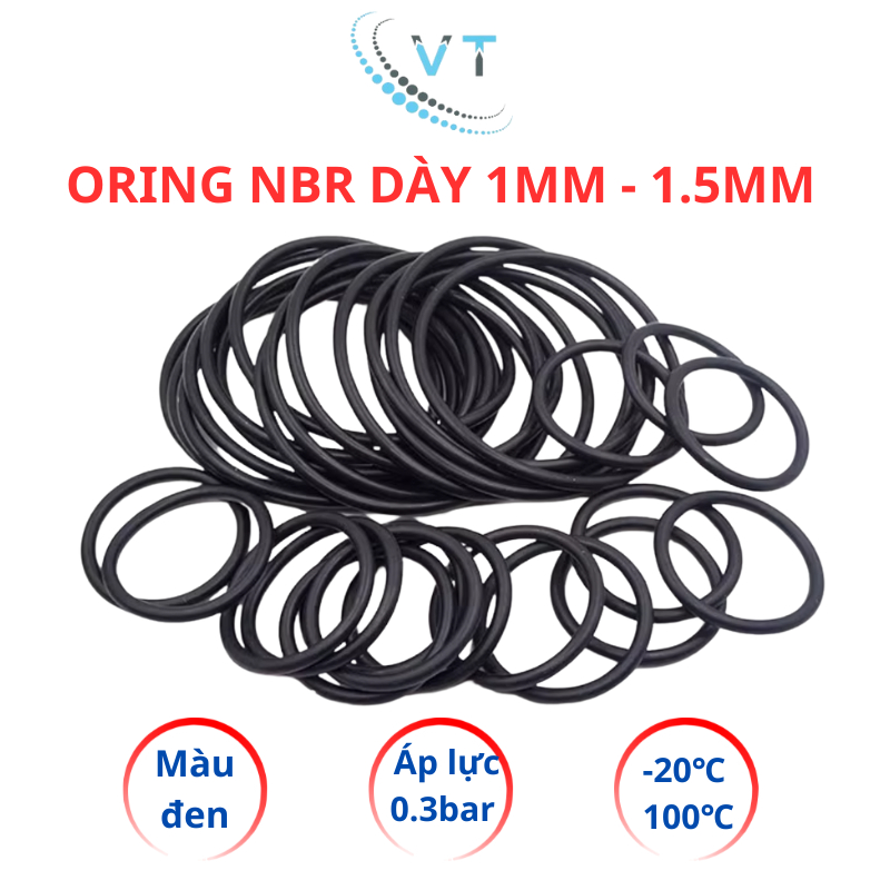 [Túi 30 Sợi] Gioăng Cao Su Oring NBR Dày 1mm - 1.5mm - Ron Cao Su Chịu Nhiệt, Kháng Dầu, Chống Rò Rỉ Đủ Size 4mm Đến 30m