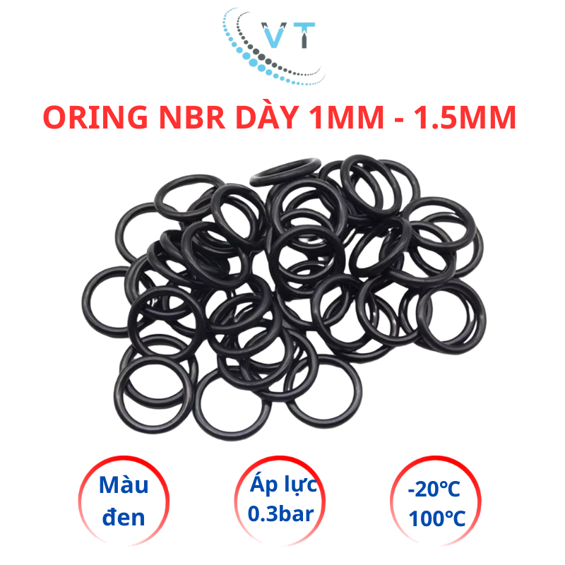 [Túi 30 Sợi] Gioăng Cao Su Oring NBR Dày 1mm - 1.5mm - Ron Cao Su Chịu Nhiệt, Kháng Dầu, Chống Rò Rỉ Đủ Size 4mm Đến 30m