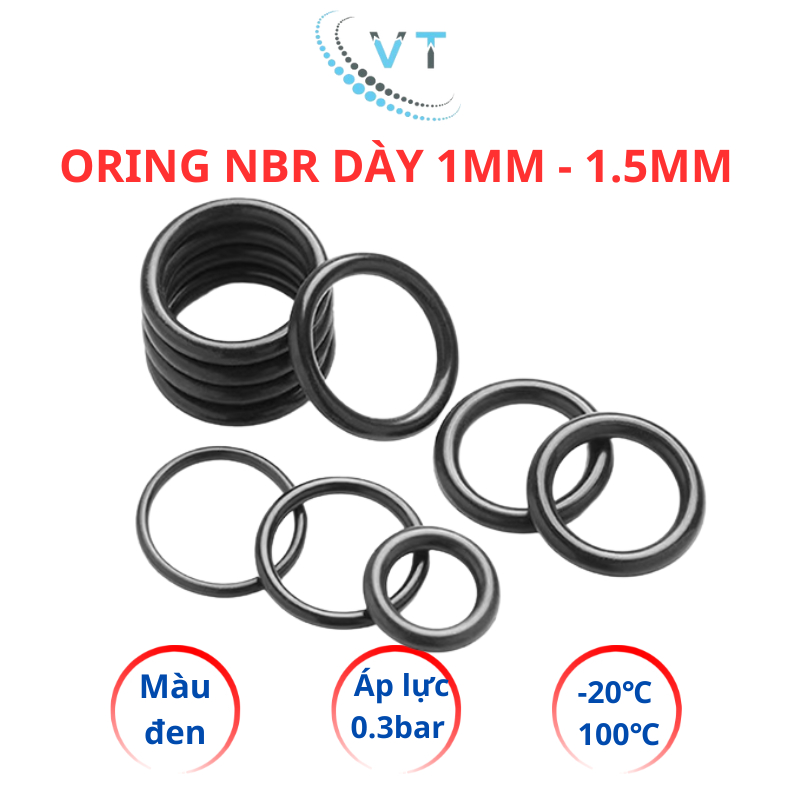 [Túi 30 Sợi] Gioăng Cao Su Oring NBR Dày 1mm - 1.5mm - Ron Cao Su Chịu Nhiệt, Kháng Dầu, Chống Rò Rỉ Đủ Size 4mm Đến 30m