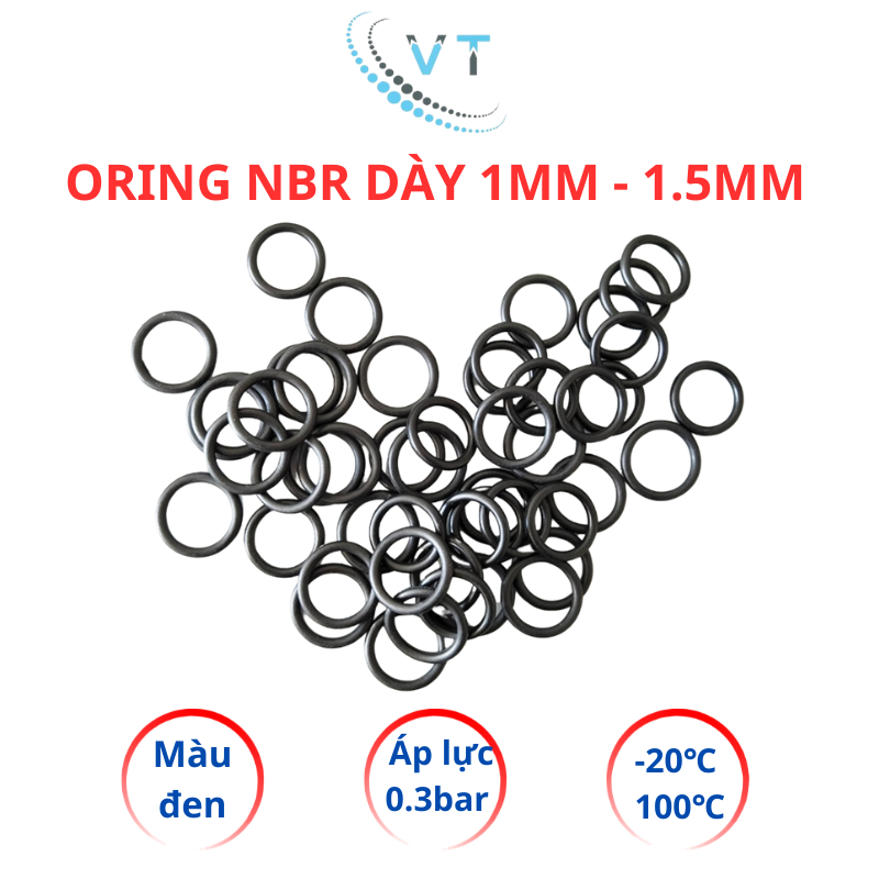 [Túi 30 Sợi] Gioăng Cao Su Oring NBR Dày 1mm - 1.5mm - Ron Cao Su Chịu Nhiệt, Kháng Dầu, Chống Rò Rỉ Đủ Size 4mm Đến 30m