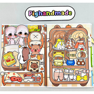 Đồ chơi bóc dán Ngôi nhà của búp bê Capybara Gacha, cắm trại tắm suối nóng - Búp bê giấy