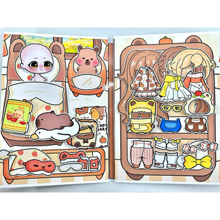 Đồ chơi bóc dán Ngôi nhà của búp bê Capybara Gacha, cắm trại tắm suối nóng - Búp bê giấy
