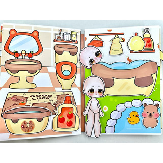 Đồ chơi bóc dán Ngôi nhà của búp bê Capybara Gacha, cắm trại tắm suối nóng - Búp bê giấy
