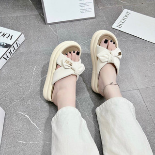 Dép quai chéo phồng nơ niu 2 đế 4 phân êm xinh