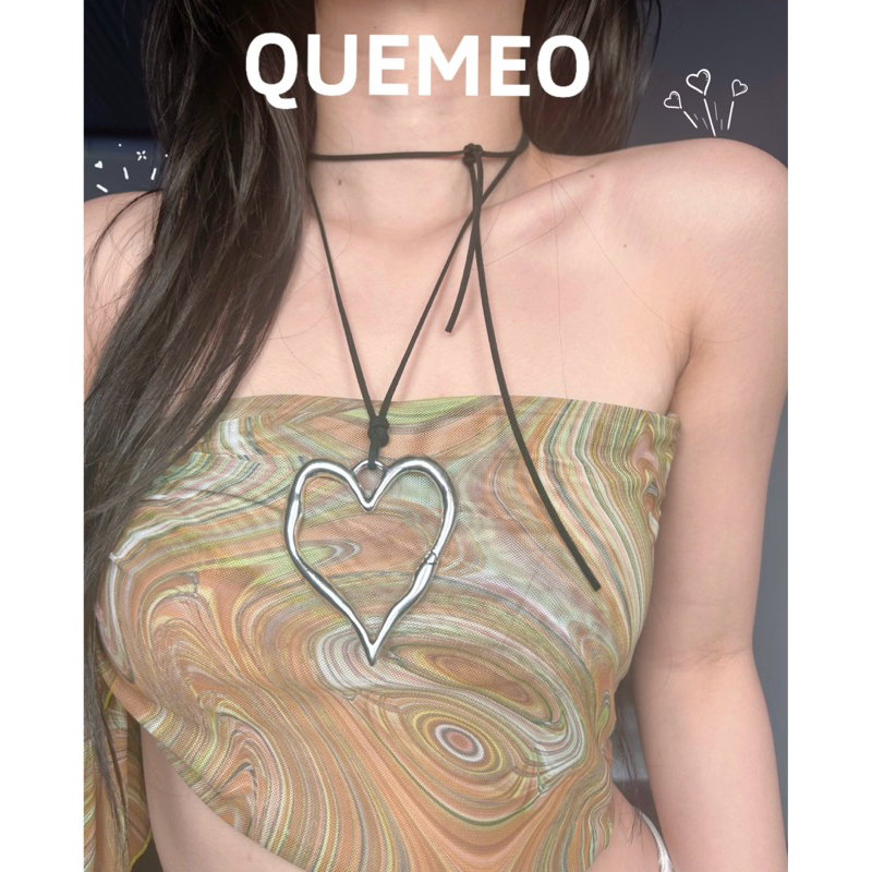 Dây chuyền Heart Flower Titan QUEMEO bằng thép không gỉ cá tính thiết kế độc đáo